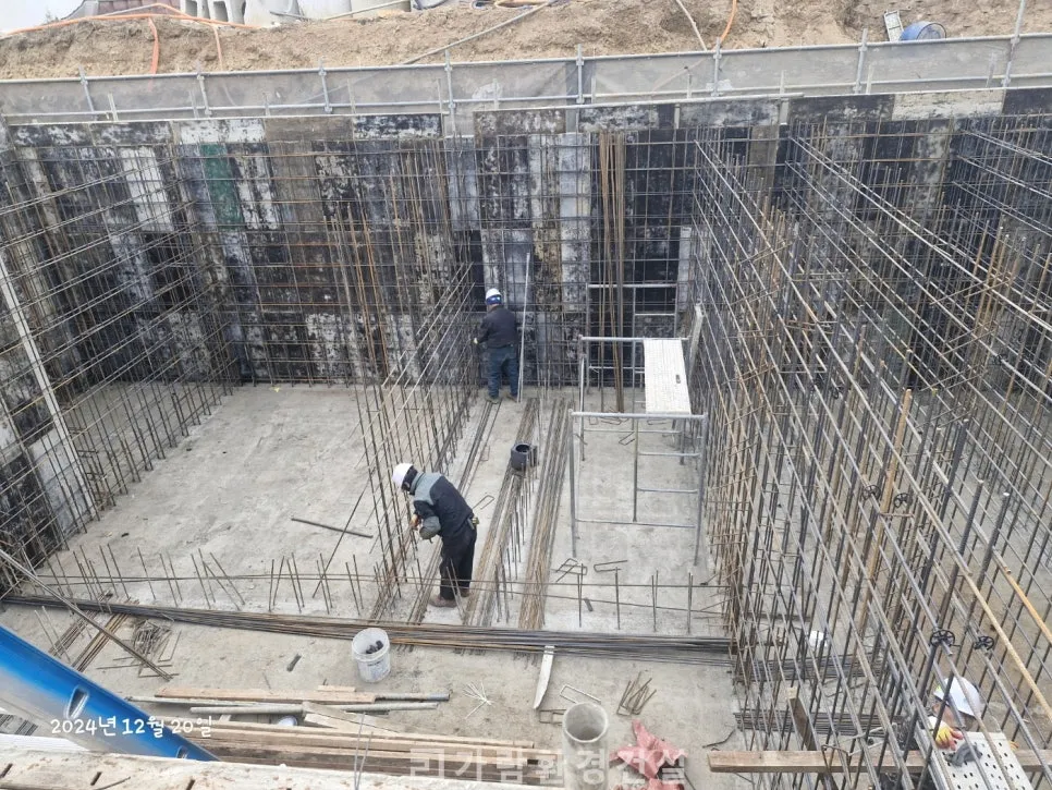 콘크리트 정화조 철근 배근 시공 현장