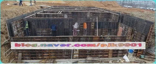 거푸집 및 철근 조립 상부 전경