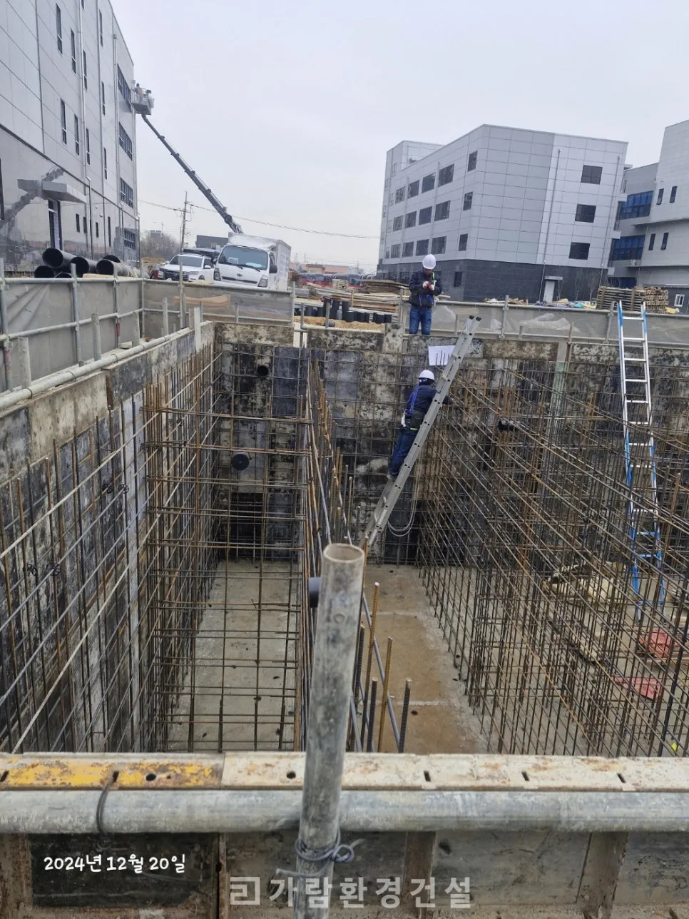 콘크리트 정화조 벽체 철근 배근 현장